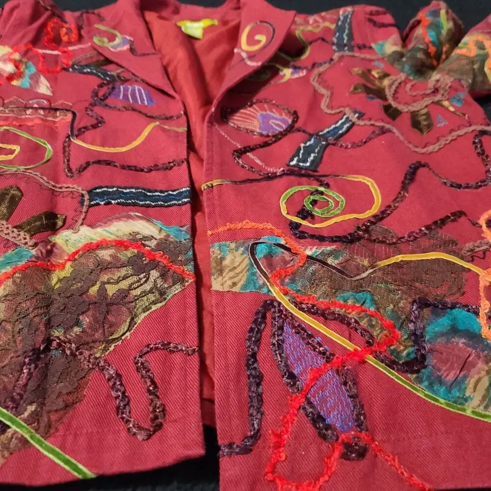 Acorn Womens Jacket Multicolor Size XL 100% Polyester Long Sleeve Open Beaded